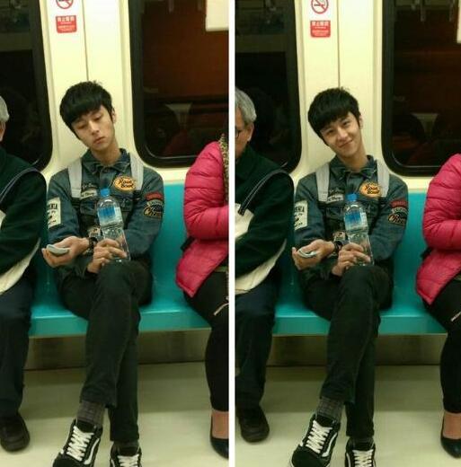 地鐵萌笑男生走紅